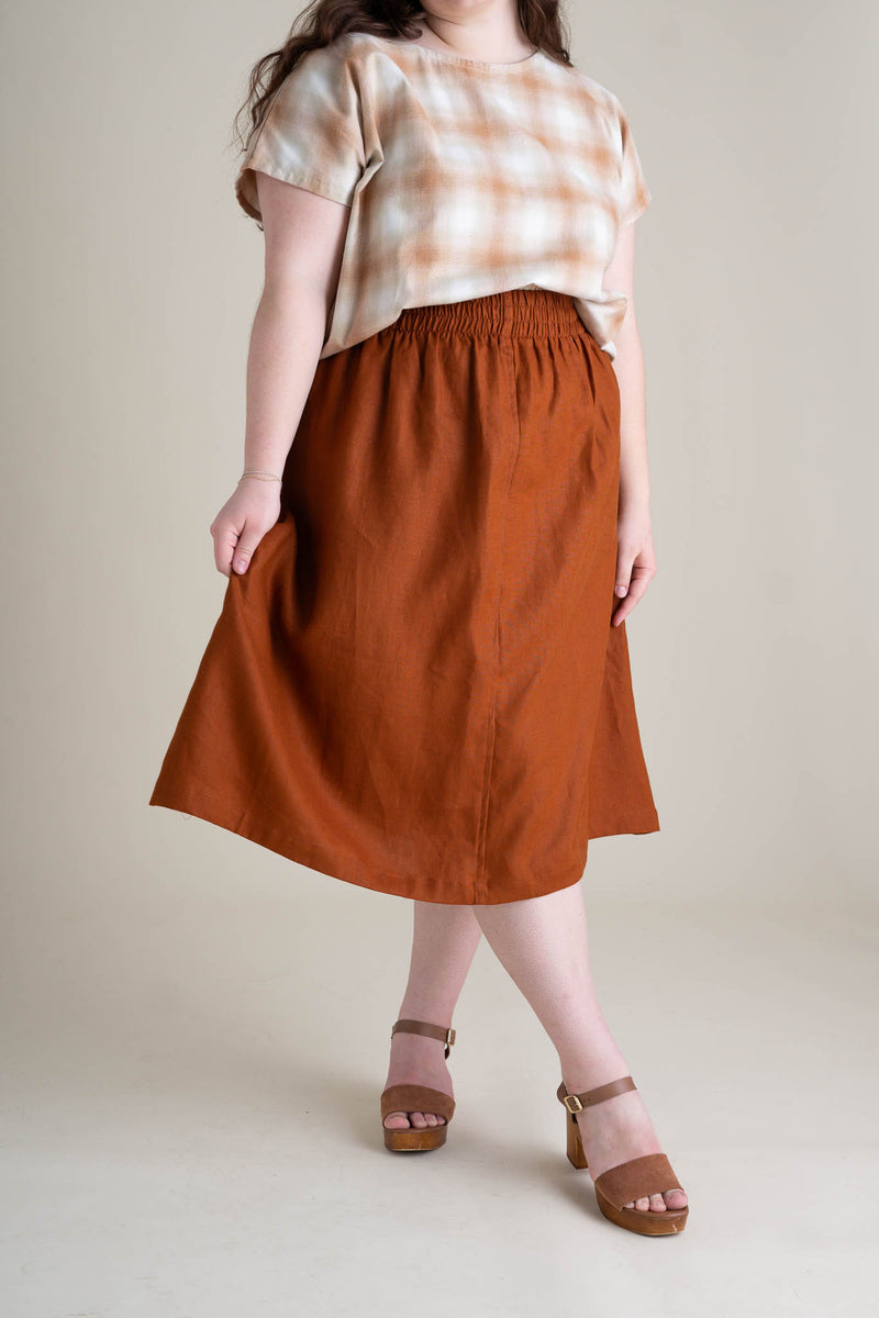 Linen skirt outlet rust