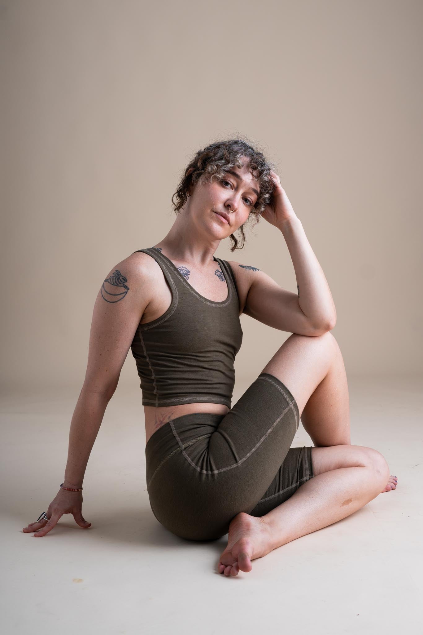 Yoga Bike Shorts in Olive