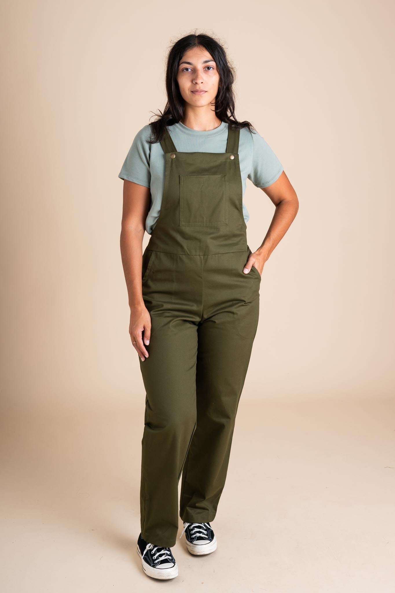 Market Overalls in Green Twill