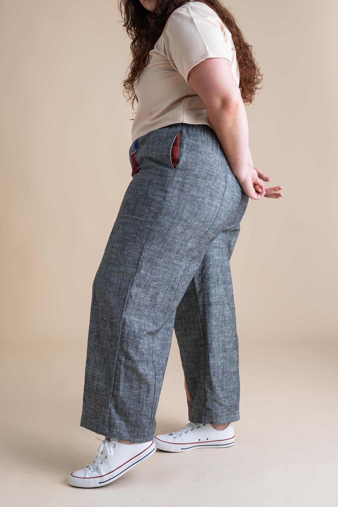 Sunset Pants in Gray Chambray